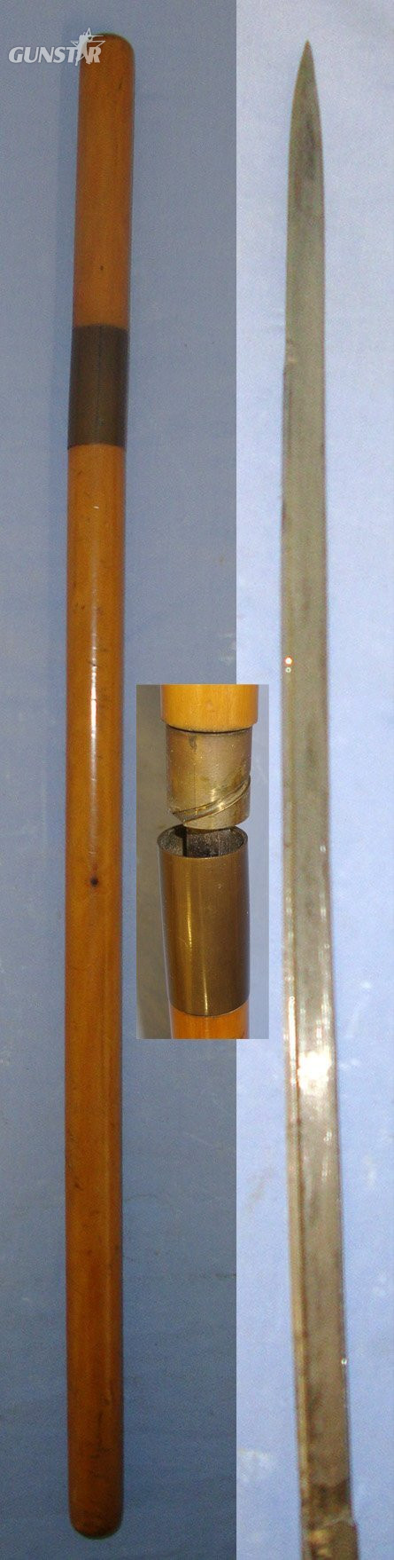 Victorian / WW1 Era British Officers Swagger Sword Stick With Brass Screw Thread Locking Mechanism. Sn 21885 Sword