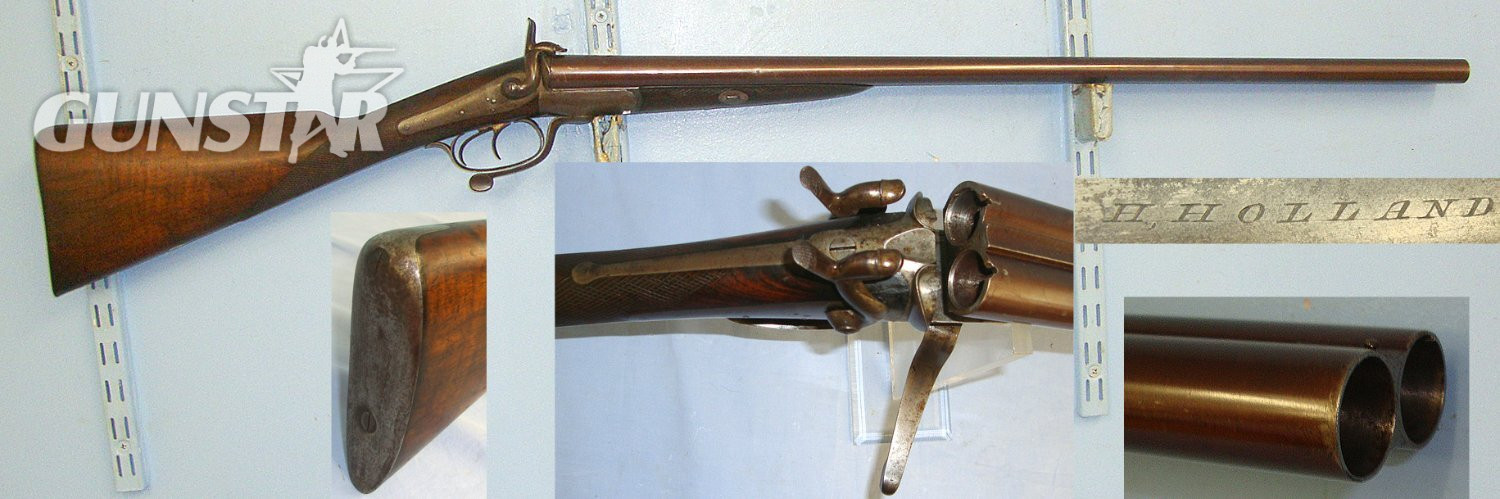 PRESTIGIOUS MAKER**C1860’s Victorian English, Harris Holland Rotary Underlever Double Damascus Barrelled Breech Loading 12 Bore Pinfire Obsolete Calibre Sporting Shotgun. Sn 23447 shotgun Side By Side 12 Bore/gauge in 