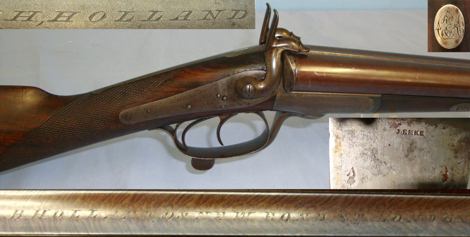 PRESTIGIOUS MAKER**C1860’s Victorian English, Harris Holland Rotary Underlever Double Damascus Barrelled Breech Loading 12 Bore Pinfire Obsolete Calibre Sporting Shotgun. Sn 23447 shotgun Side By Side 12 Bore/gauge