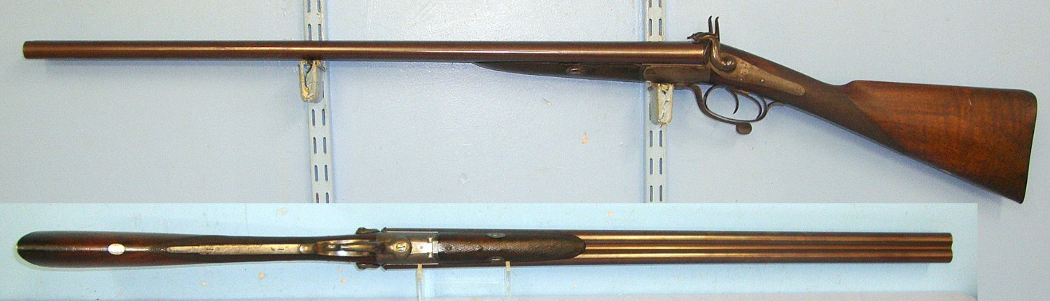  PRESTIGIOUS MAKER**C1860’s Victorian English, Harris Holland Rotary Underlever Double Damascus Barrelled Breech Loading 12 Bore Pinfire Obsolete Calibre Sporting Shotgun. Sn 23447 shotgun Side By Side 12 Bore/gauge