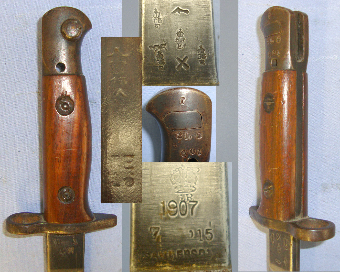 WW1 1915 British WD Sanderson Sheffield 1907 Pattern Bayonet Regiment Marked ‘T 2LS’ T0 The 2nd Territorial Battalion London Scottish Regiment & Matching 1915 Dated WD Scabbard. BAYO 443 Bayonet