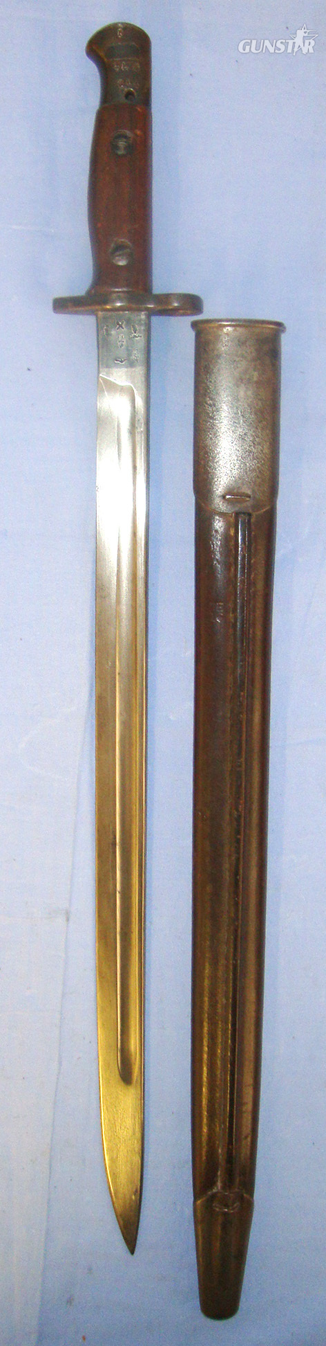  WW1 1915 British WD Sanderson Sheffield 1907 Pattern Bayonet Regiment Marked ‘T 2LS’ T0 The 2nd Territorial Battalion London Scottish Regiment & Matching 1915 Dated WD Scabbard. BAYO 443 Bayonet