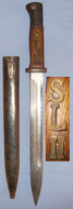 Scarce** German 2nd Type M1884/98 Bayonet with Sawback Blade & Metal Scabbard with Brass Letters on the Grip. BAYO 6290. Bayonet
