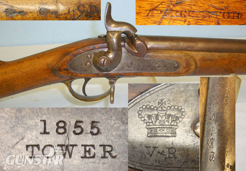 Royal Small Arms Factory (Enfield) Stock Impressed ‘Barnett Gunmakers London’. Muzzleloader .577 Rifle