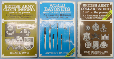 Set of Three Hardback Books – World Bayonets 1800 to the Present- British Army Cloth Insignia 1940 to Present – British Army Collar Badges 1881 to Present. BO 469. Set of Three Hardback Books – World Bayonets 1800 to the Present- British Army Cloth Insignia 1940 to Present – British Army Collar Badges 1881 to Present. BO 469. Other Accessory