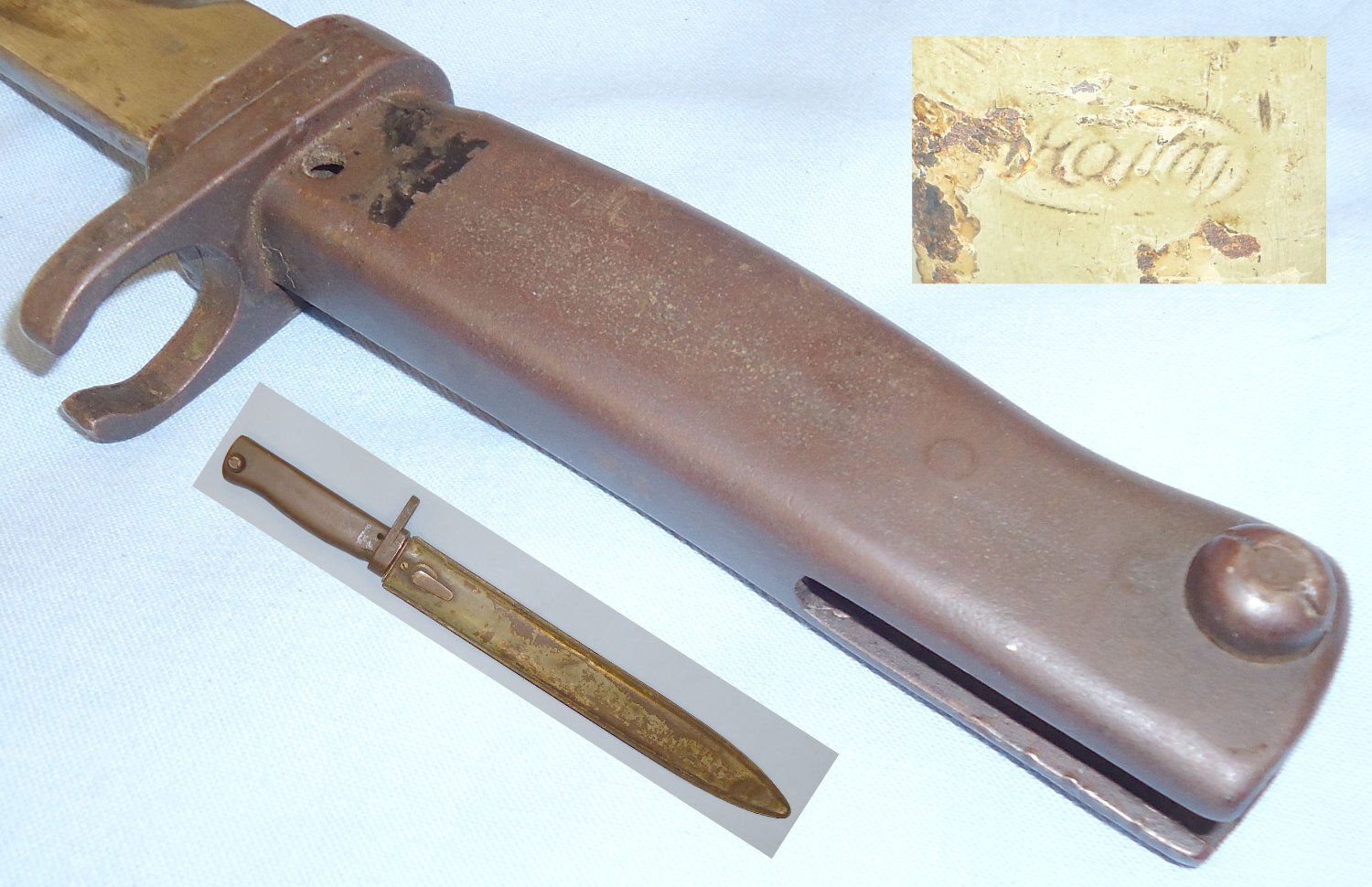 WWI Imperial German Model 1888/98 Ersatz Bayonet and Scabbard. BAYO 5. Bayonet