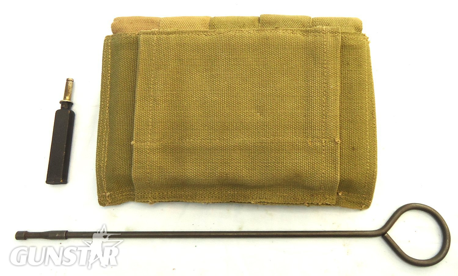 INERT DEACTIVATED. Original WW2 US Army Thompson Webbing 5 x 20 Round Magazine Pouch, 5 x 20 Round Magazines, Inert Rounds, Cleaning Rod and Oil Bottle. MISC 1051 INERT DEACTIVATED. Original WW2 US Army Thompson Webbing 5 x 20 Round Magazine Pouch, 5 x 20 Round Magazines, Inert Rounds, Cleaning Rod and Oil Bottle. MISC 1051 Various  Machine Gun