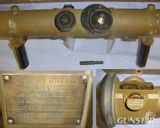 Transit Cased, WW2 1944 Canadian Research Enterprises Ltd Contract Barr & Stroud Glasgow Scotland No 12 MK VI Rangefinder With Post WW2 1952 Gift Presentation Plate, WW2 1942 Dated Transit Case With Charles Franks Glasgow Suppliers Label. OPT 798 -  Sight & Optic