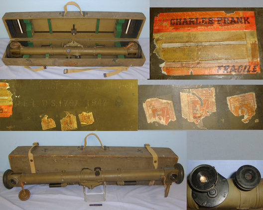  Transit Cased, WW2 1944 Canadian Research Enterprises Ltd Contract Barr & Stroud Glasgow Scotland No 12 MK VI Rangefinder With Post WW2 1952 Gift Presentation Plate, WW2 1942 Dated Transit Case With Charles Franks Glasgow Suppliers Label. OPT 798 -  Sight & Optic