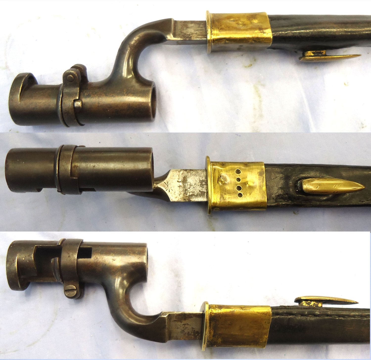 British, 1853/72 Pattern Martini Henry Rifle Bushed Socket Bayonet and Scabbard. Sn 23766 Bayonet