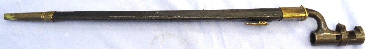 British, 1853/72 Pattern Martini Henry Rifle Bushed Socket Bayonet and Scabbard. Sn 23766 Bayonet - {CATEGORY} in 