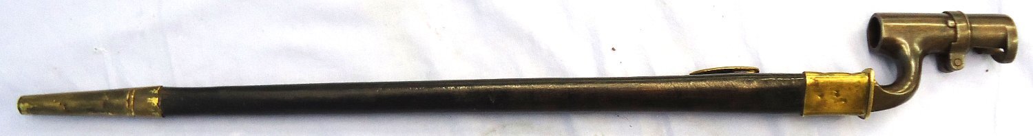 British, 1853/72 Pattern Martini Henry Rifle Bushed Socket Bayonet and Scabbard. Sn 23766 Bayonet - {CATEGORY}
