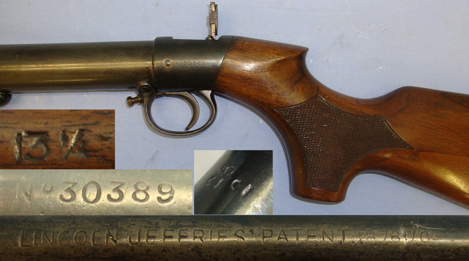 MILITARY PRIZE RIFLE*1908-14 BSA Lincoln Jeffries Patent Improved Model D .177 Calibre Underlever Air Rifle Stock Mounted With Silver Presentation Shield Engraved ‘E Co 4th Royal Berks Regt Presented By A. Camp Esq Won By Pte T.W Greaves’. Sn 23605 air rifle .177