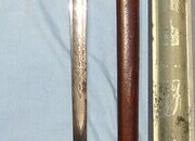 WW1 Era British 1897 Pattern Infantry Officer’s Presentation Sword With King George V Guard Inscribed ‘Presented to Lieut T G Perry by the students of Sir John Deans Grammar School Northwich, Nov 23 1914’ & Leather Covered Field Service Scabbard. ED Sword
