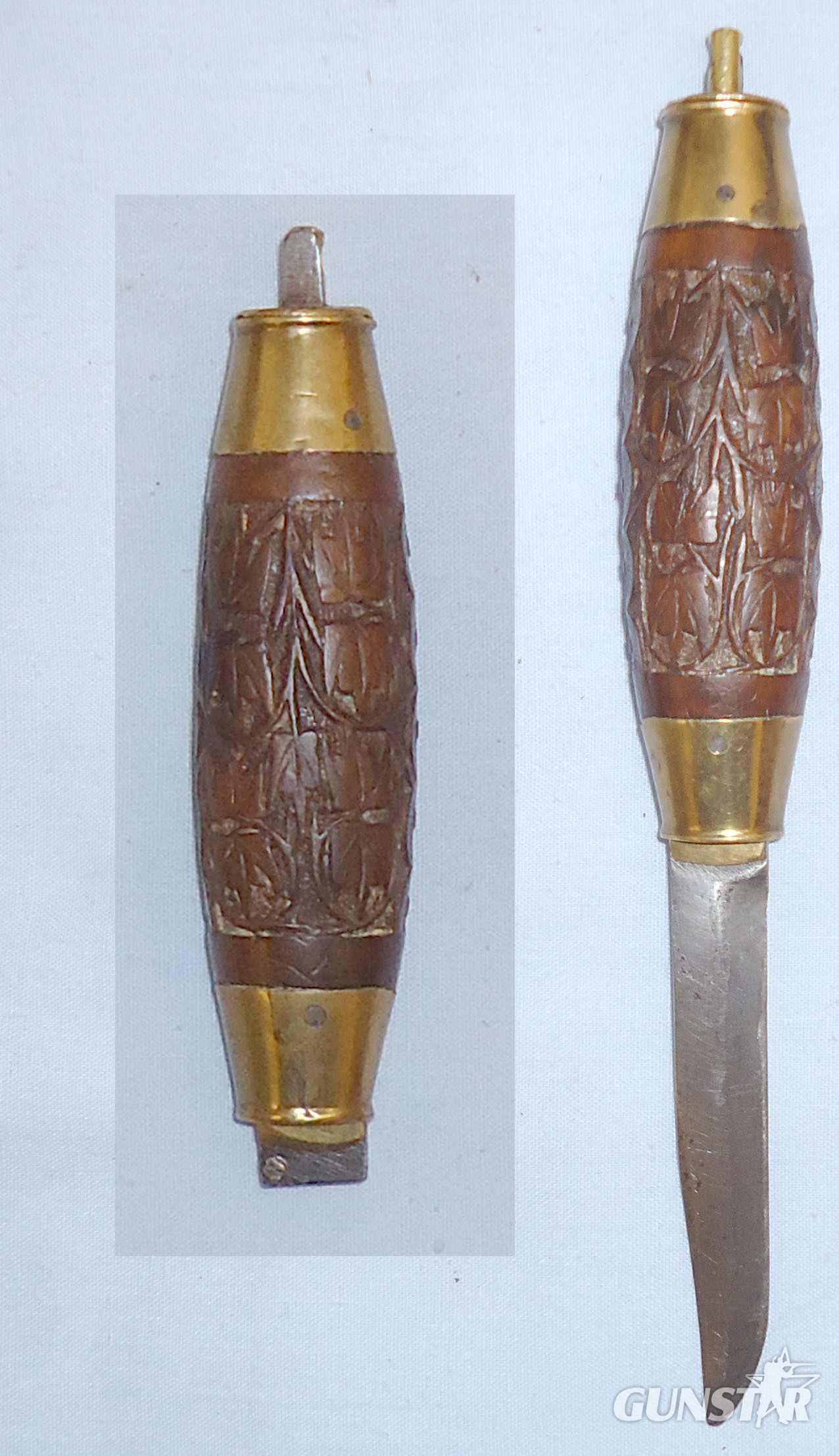 Swedish Folding/Barrel Knife with Carved Grip. ED 888. Knive in 