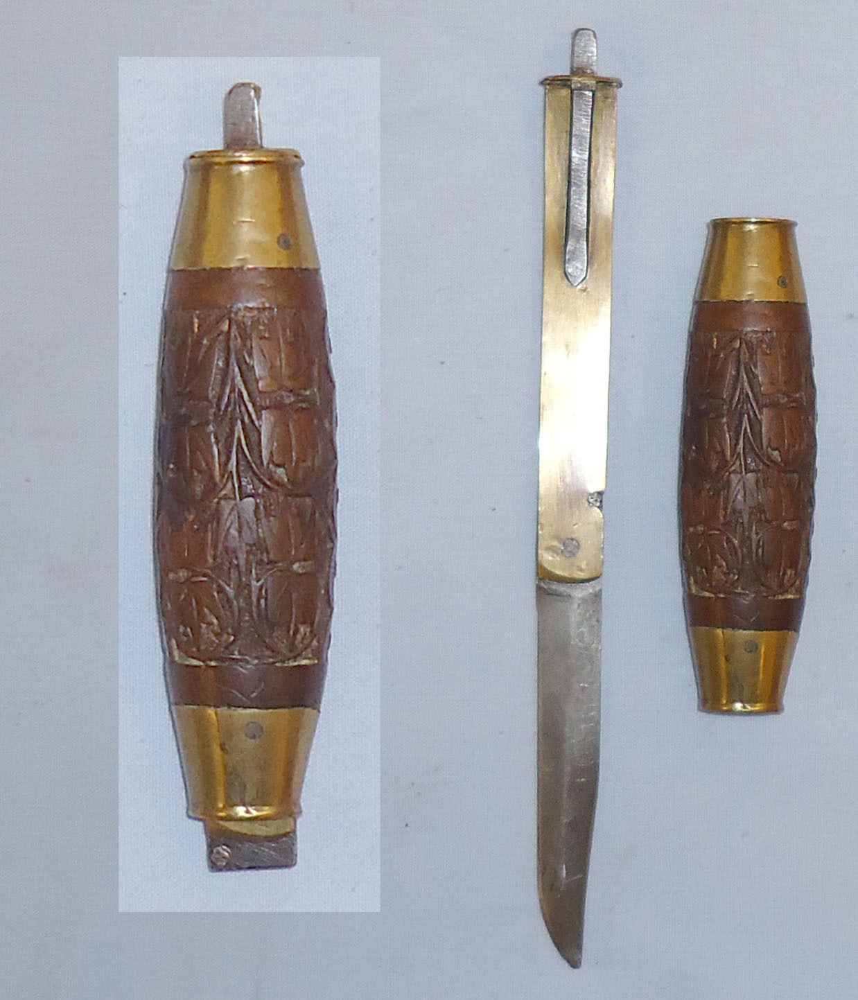 Swedish Folding/Barrel Knife with Carved Grip. ED 888. Knive