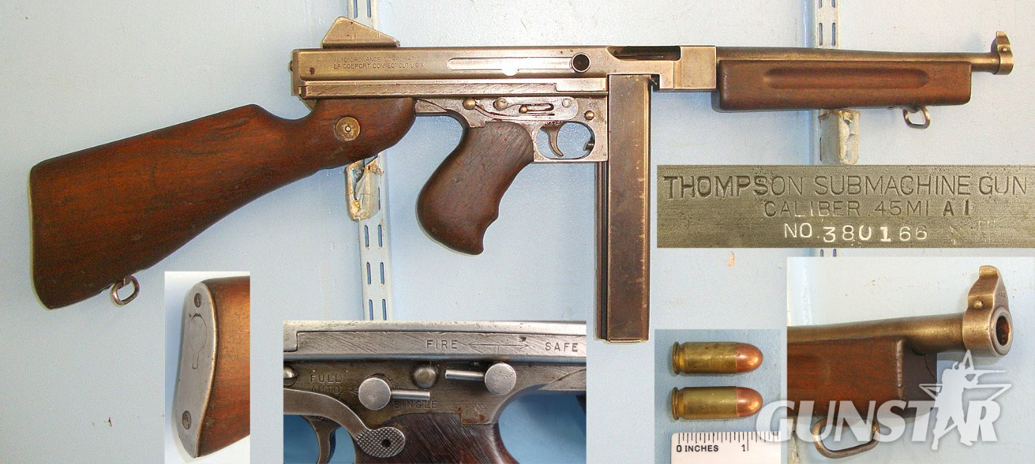 WW2 Era U.S Thompson M1 A1 Auto Ordnance Corp .45 ACP Calibre Sub Machine Gun With 30 Round Stick Magazine & 2 Inert Deactivated Rounds Of Ammunition**MOVING PARTS**UK/EU 2025 DEACTIVATION**Sn 23409 THompson None  Machine Gun in 