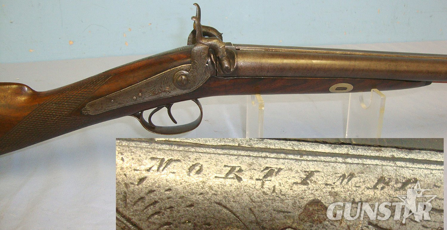 C1840 English Form Mortimer 16 Bore Double Barrelled Muzzle Loading Percussion Sporting Shotgun. Sn 23446 shotgun Muzzleloader 16 Bore/gauge