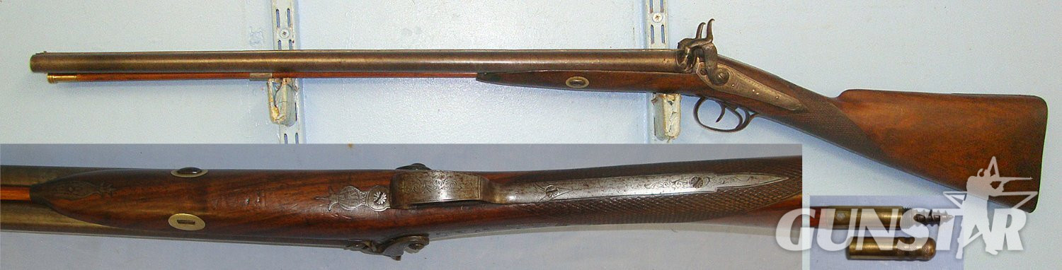  C1840 English Form Mortimer 16 Bore Double Barrelled Muzzle Loading Percussion Sporting Shotgun. Sn 23446 shotgun Muzzleloader 16 Bore/gauge
