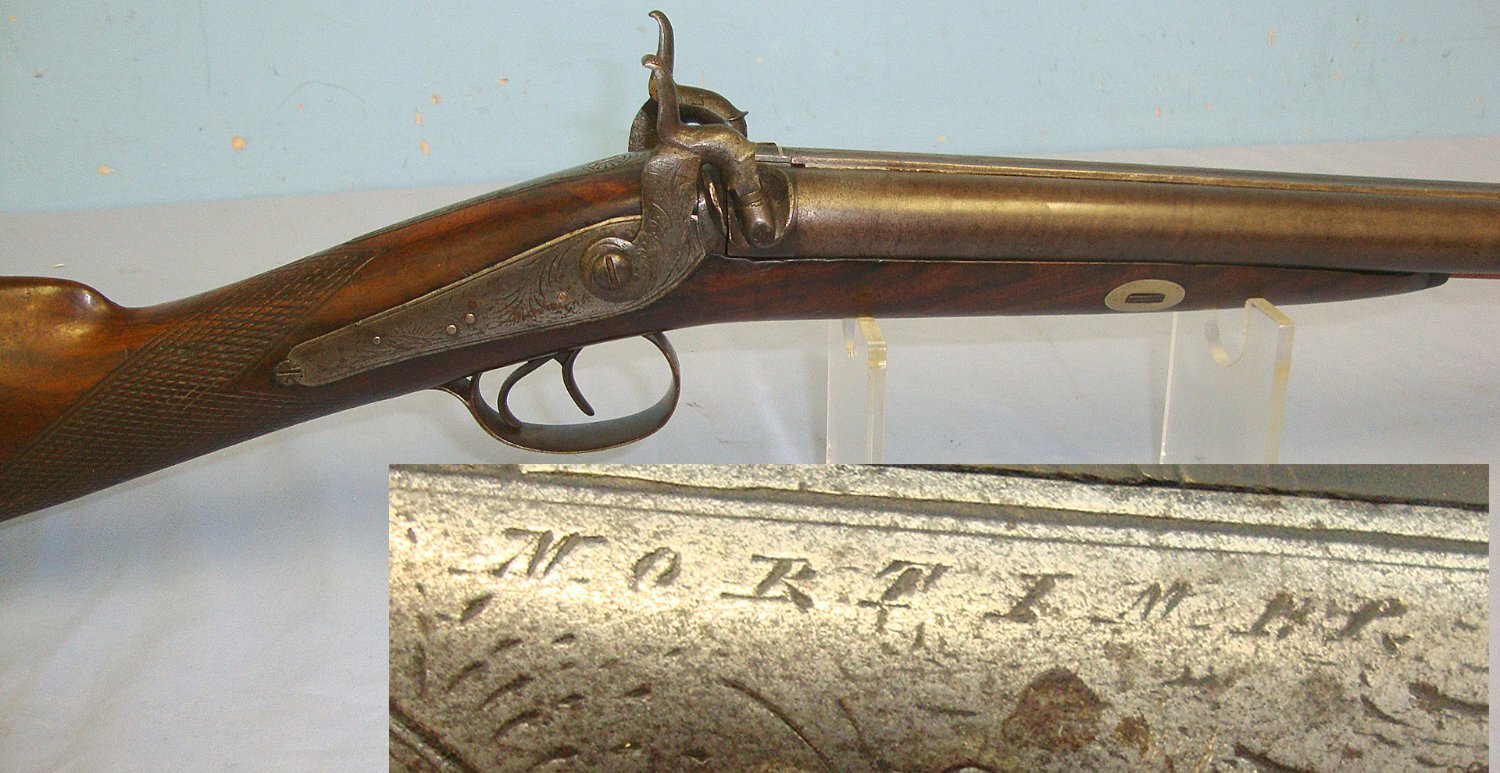 C1840 English Form Mortimer 16 Bore Double Barrelled Muzzle Loading Percussion Sporting Shotgun. Sn 23446 shotgun Muzzleloader 16 Bore/gauge