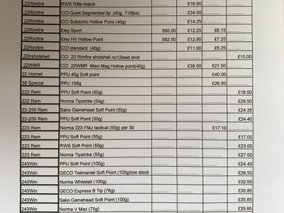 Forest Tackle Rifle Bullet Price List Rifle Bullet price list  Rounds