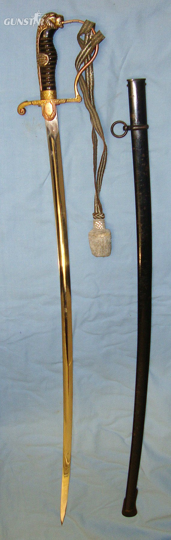  UNUSUAL**UNATTRIBUTED PUMA SOLINGEN PATTERN**WW2 Era Nazi German Army Officer's Dress Sword, Leopard’s Head Pommel With Red Jewelled Eyes, Scabbard & Officer’s Bullion Cord With Portepee. Sn 23174:34 Sword