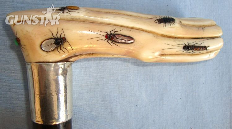  Gentleman’s Japanese Or Chinese Shibayama Bone Handled Walking Stick Inlaid Inse Other Blade