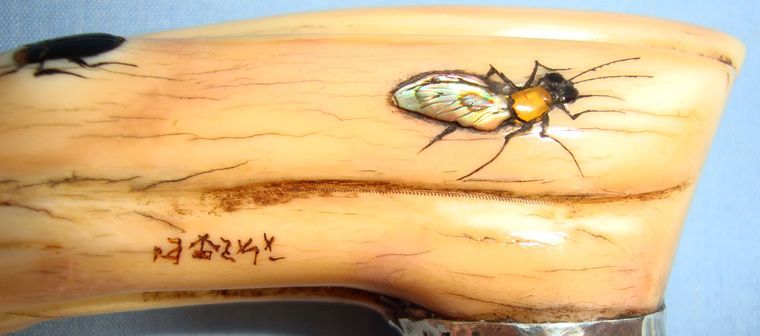 Gentleman’s Japanese Or Chinese Shibayama Bone Handled Walking Stick Inlaid Inse Other Blade