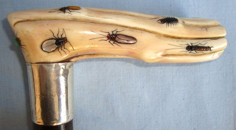  Gentleman’s Japanese Or Chinese Shibayama Bone Handled Walking Stick Inlaid Inse Other Blade