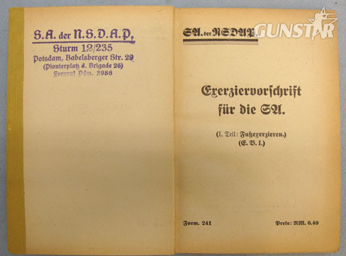 Nazi S.A. der NSDAP 'Exerziervorschrift' (Drill Regulations) Pocket Book. Nazi S.A. der NSDAP 'Exerziervorschrift' (Drill Regulations) Pocket Book. Other Accessory