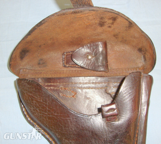 WW2 Era Nazi German Army Officer’s Leather Hard Case Holster For Luger PO8 9mm Parabellum Pistols.  Antique & Militaria