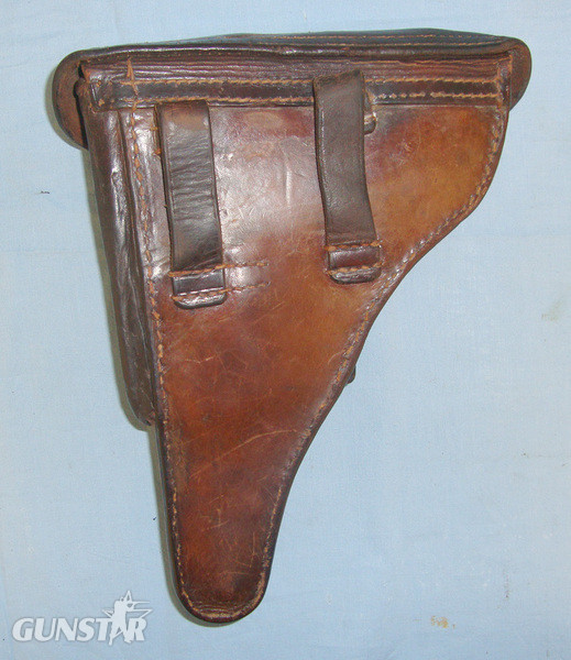  WW2 Era Nazi German Army Officer’s Leather Hard Case Holster For Luger PO8 9mm Parabellum Pistols.  Antique & Militaria