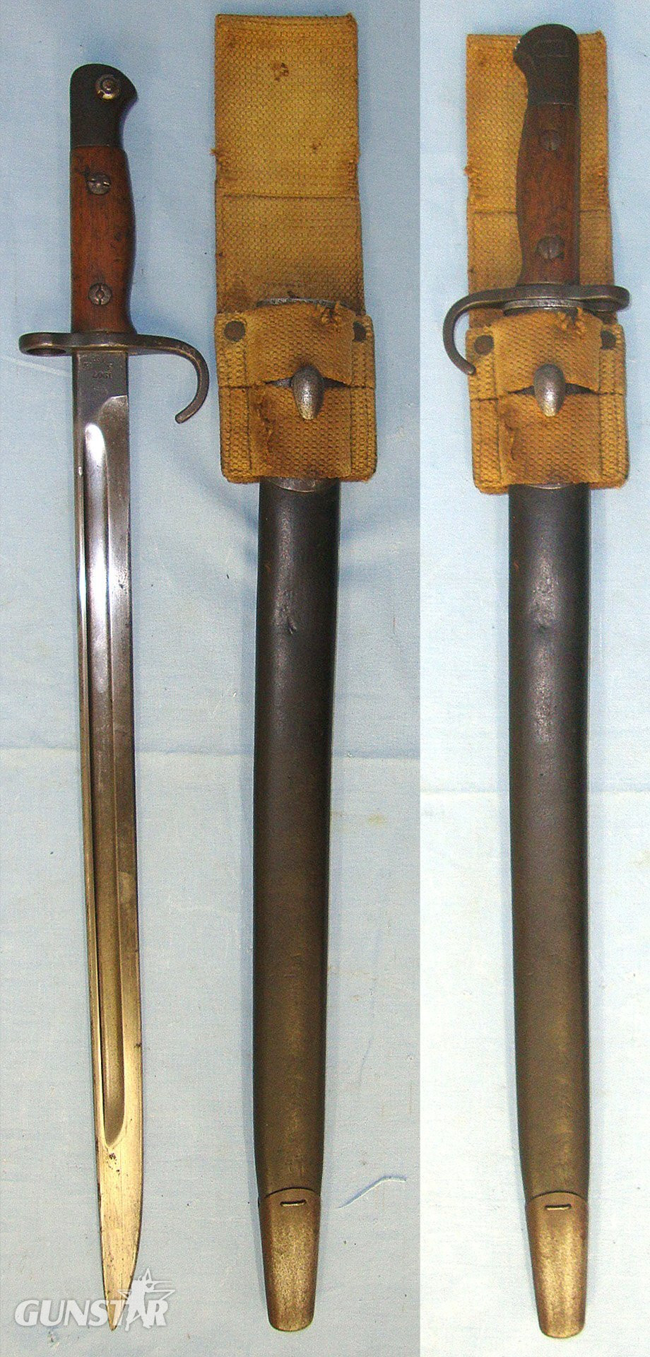 VERY RARE**GALLIPOLI ISSUE**Pre WW1 1912 British WD Enfield 1st Pattern Hook Quillon 1907 Pattern Sword Bayonet With Australian 2nd Military District (New South Wales) Mark & WD Scabbard With Matching Australian District ‘NSW’ Mark & 1908 Pattern Frog Bayonet in 