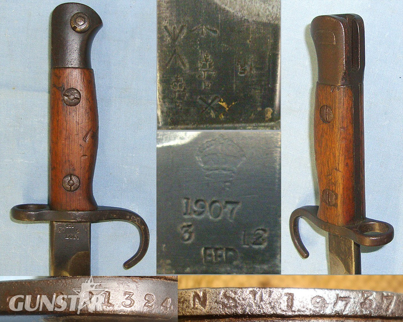 VERY RARE**GALLIPOLI ISSUE**Pre WW1 1912 British WD Enfield 1st Pattern Hook Quillon 1907 Pattern Sword Bayonet With Australian 2nd Military District (New South Wales) Mark & WD Scabbard With Matching Australian District ‘NSW’ Mark & 1908 Pattern Frog Bayonet