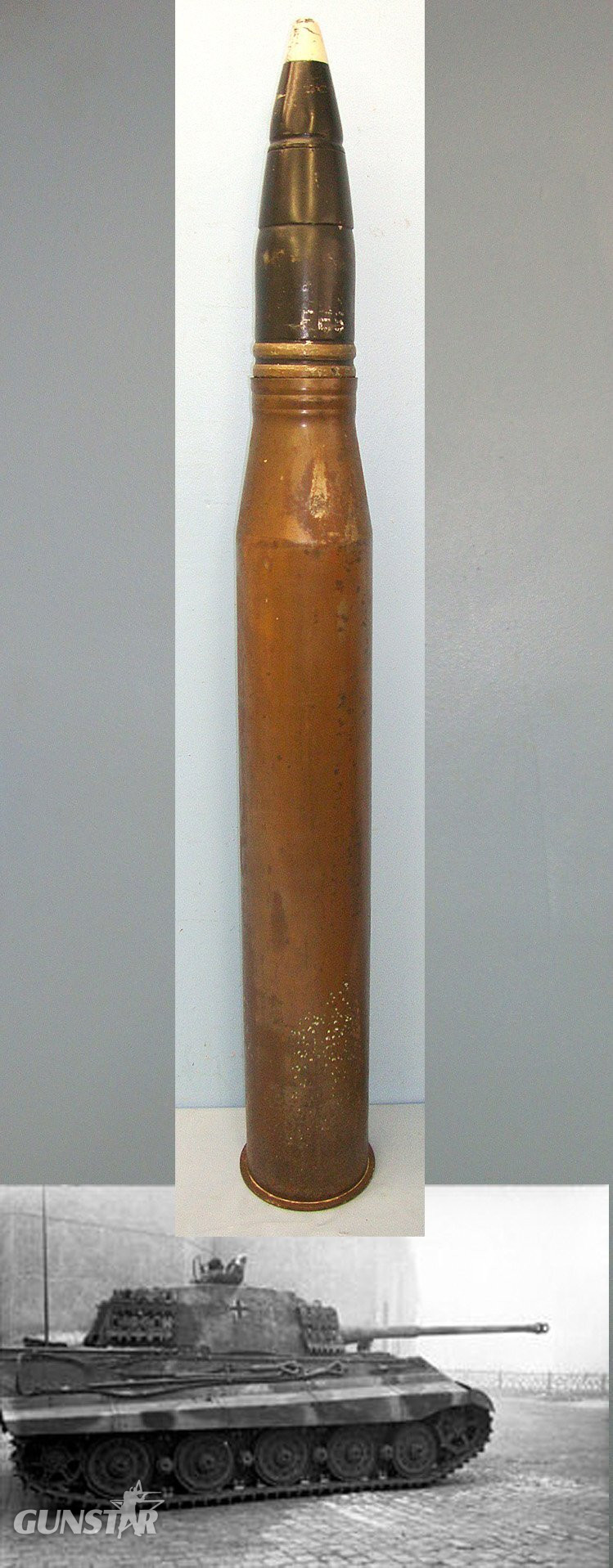 INERT**DEACTIVATED**RARE**WW2 German King Tiger 8.8cm (88 x 822R) (APCBCHE/T) Armour Piercing Ballistic Capped High Explosive / Trace Round (PzGr.39/43) For The King Tiger ll Tanks 88mm KwK43 Gun & PaK 43 Anti-Tank Gun. Sn 23436:4  88mm Other Ammunition in 