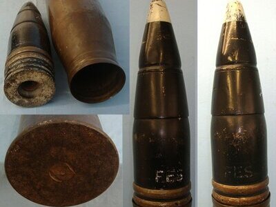 INERT**DEACTIVATED**RARE**WW2 German King Tiger 8.8cm (88 x 822R) (APCBCHE/T) Armour Piercing Ballistic Capped High Explosive / Trace Round (PzGr.39/43) For The King Tiger ll Tanks 88mm KwK43 Gun & PaK 43 Anti-Tank Gun. Sn 23436:4  88mm Other Ammunition