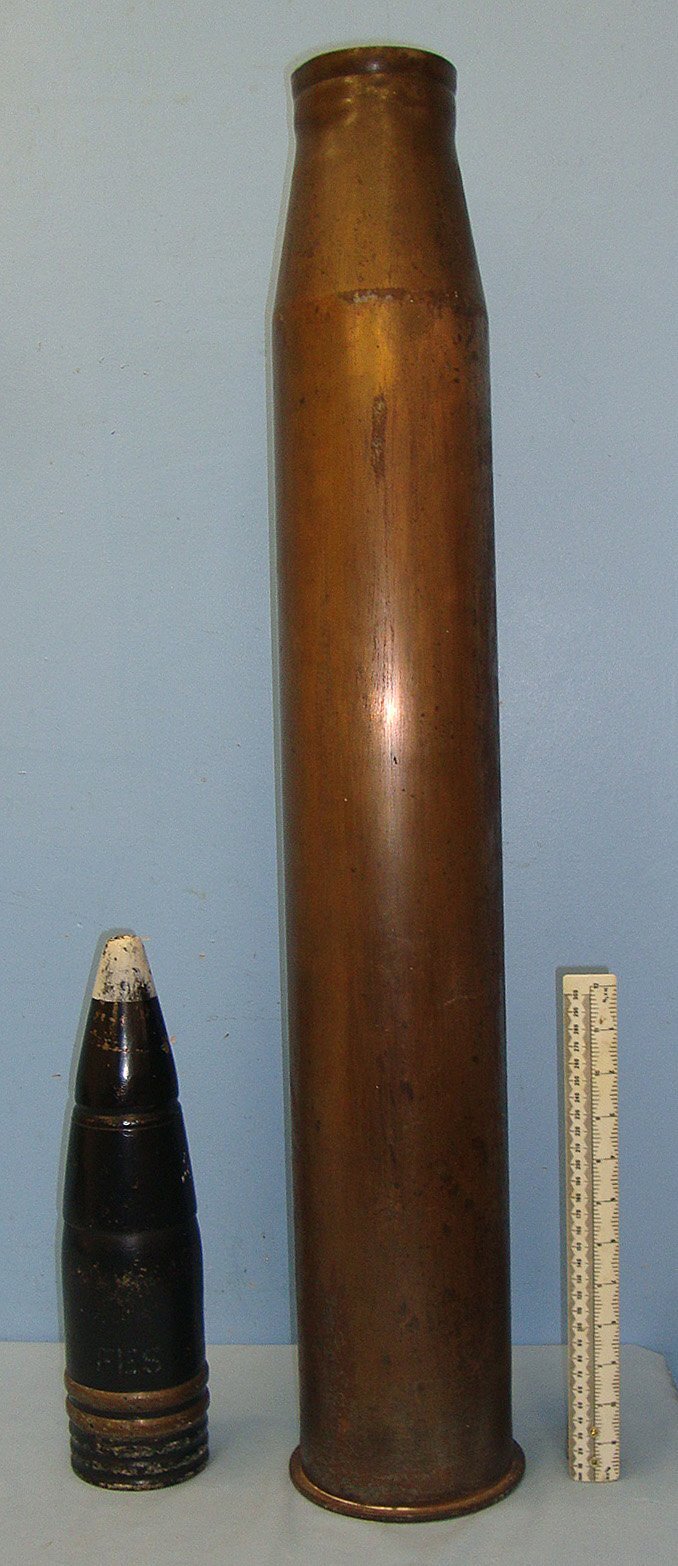  INERT**DEACTIVATED**RARE**WW2 German King Tiger 8.8cm (88 x 822R) (APCBCHE/T) Armour Piercing Ballistic Capped High Explosive / Trace Round (PzGr.39/43) For The King Tiger ll Tanks 88mm KwK43 Gun & PaK 43 Anti-Tank Gun. Sn 23436:4  88mm Other Ammunition