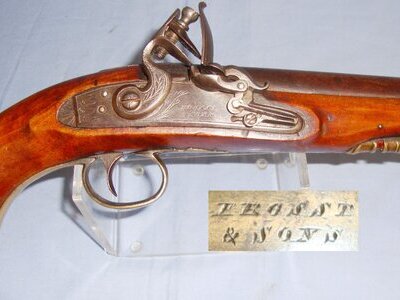 Late 1700’s –Early 1800’s English Form Frosst & Sons 16 Bore Flintlock Overcoat Pistol. Sn 15716 flintlock 16 Bore/gauge Muzzleloader