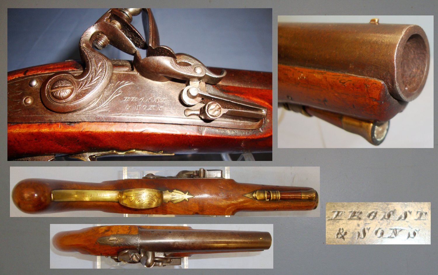 Late 1700’s –Early 1800’s English Form Frosst & Sons 16 Bore Flintlock Overcoat Pistol. Sn 15716 flintlock 16 Bore/gauge Muzzleloader