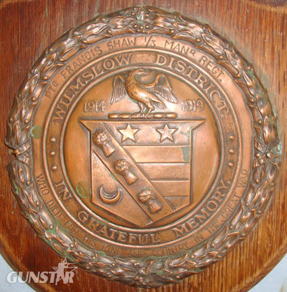 Wilmslow District Memorial Shield With Copper Centre Boss To British Army Privat Wilmslow District Memorial Shield With Copper Centre Boss To British Army Privat Other Accessory