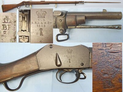 Martini Henry British, Martini Henry MK II, 1888 Dated, Rifle .577x .450 Obsolete Centre Fire Calibre Service Rifle by B,S.A & M Co & P1876 Pattern Bayonet. Sn - 22335 Single Shot .45 Rifle