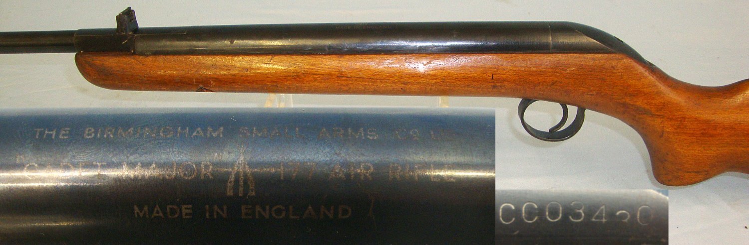 1955 -1957, BSA Cadet-Major .177 Calibre Break Action Air Rifle With Correct BSA Cylinder Etching. Sn 23687:3 air rifle .177