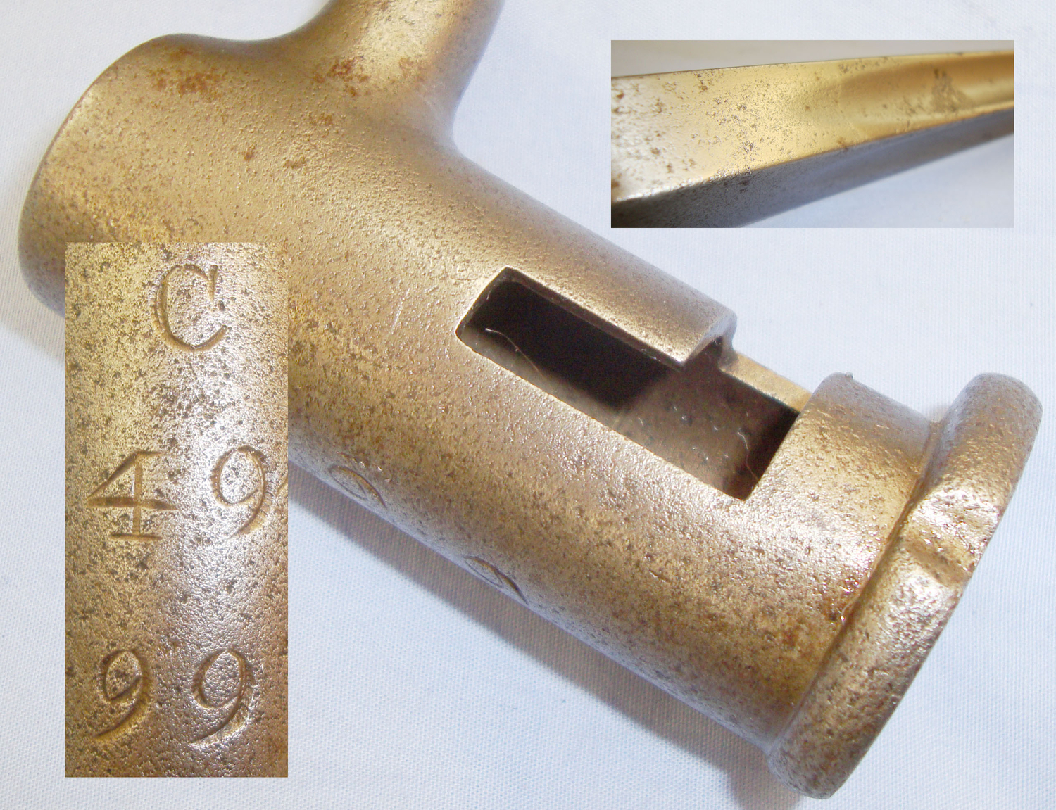 Original* Regiment marked 18th Century 3” Socket Bayonet for the Brown Bess Muzzle Loading Flintlock Muskets and Later Scabbard. BAYO 373. Bayonet