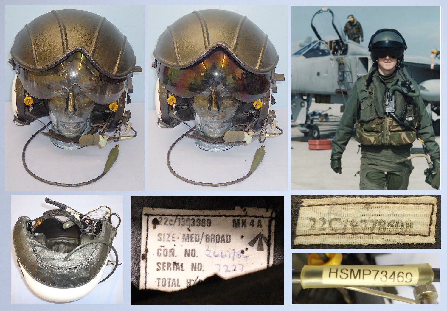 C1980’s R.A.F. Aircrew ‘Bone Dome’ Helmet Mk 4A with ‘Halo’ Visor and Microphone. 21449:6. C1980’s R.A.F. Aircrew ‘Bone Dome’ Helmet Mk 4A with ‘Halo’ Visor and Microphone. 21449:6. Antique & Militaria