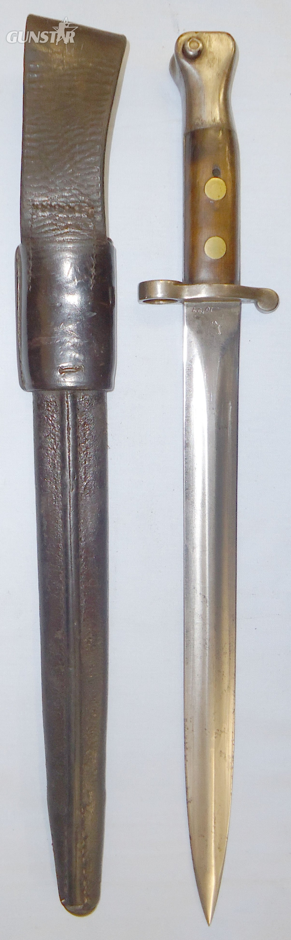  British Enfield 1888 Pattern MkI 2nd Type, Lee Metford Bayonet and MkII Scabbard with Frog. 22426:26. Bayonet