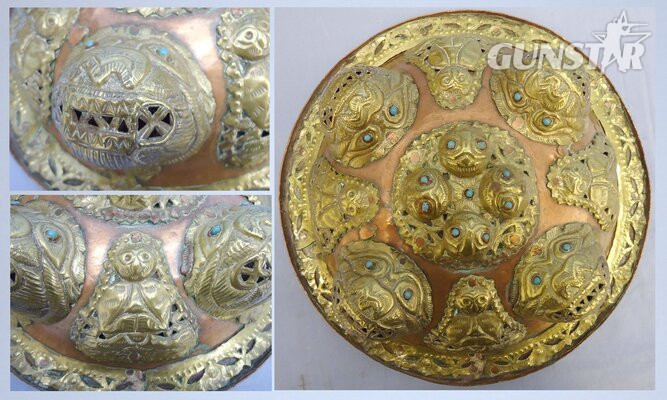 Ornate 19th Century Indian Dhal Shield - Victorian Campaign Bring Back. 21790. Ornate 19th Century Indian Dhal Shield - Victorian Campaign Bring Back. 21790.  Antique & Militaria