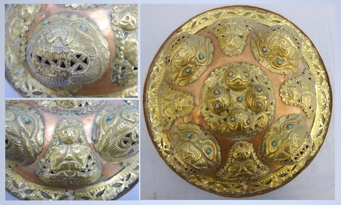 Ornate 19th Century Indian Dhal Shield - Victorian Campaign Bring Back. 21790. Ornate 19th Century Indian Dhal Shield - Victorian Campaign Bring Back. 21790.  Antique & Militaria