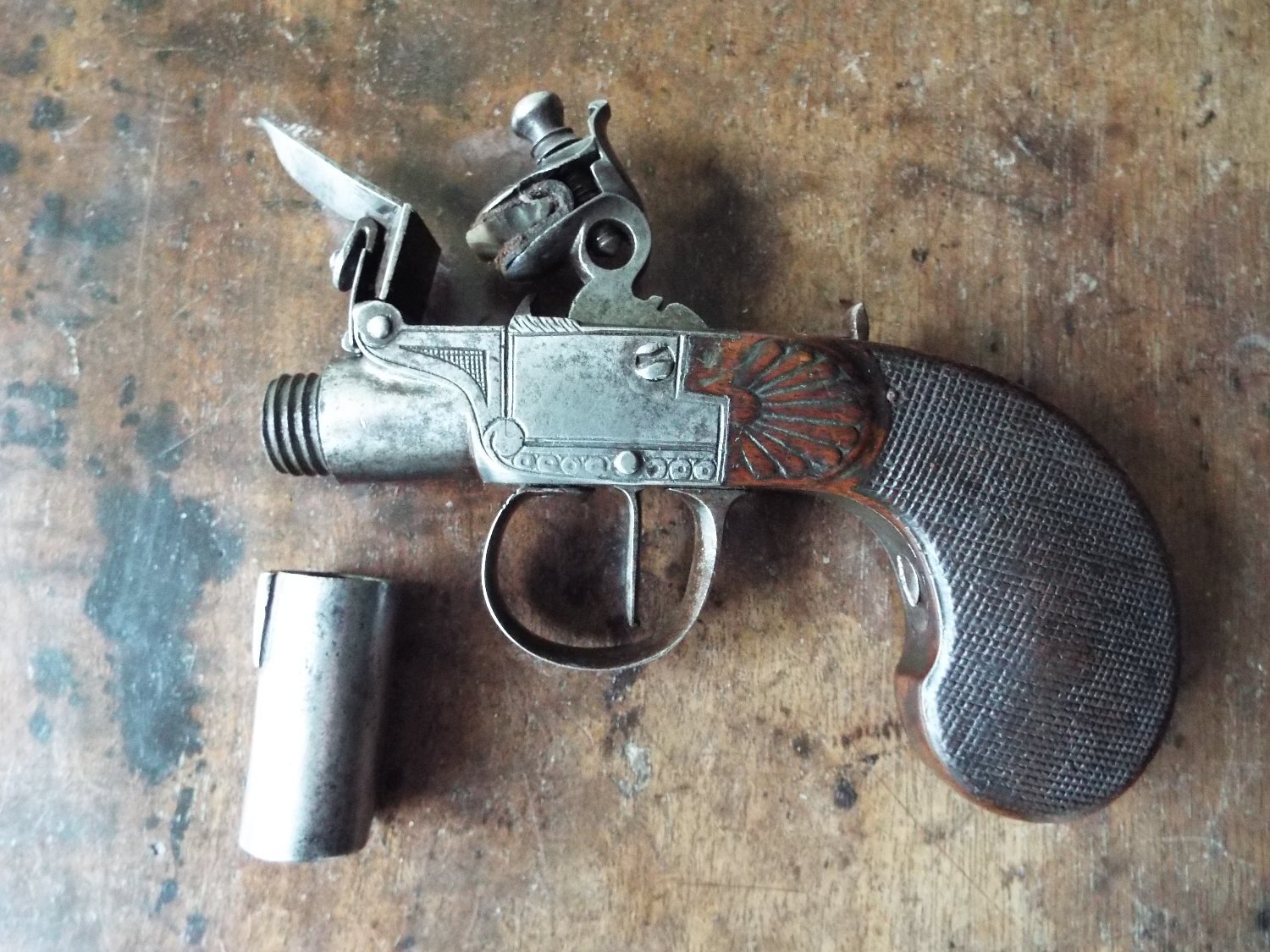 French Boxlock Pocket Pistol .42 Cal Muzzleloader Muzzleloader - {CATEGORY} in 