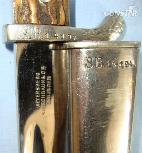 Weyersberg Kirschbaum & Cie Solingen,MATCHING UNIT MARKS ‘SB.14194’ Nazi German  Bayonet