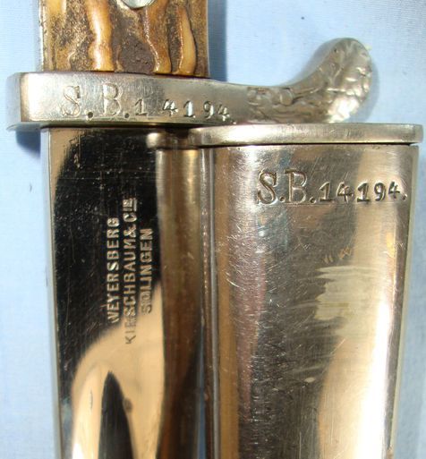 Weyersberg Kirschbaum & Cie Solingen,MATCHING UNIT MARKS ‘SB.14194’ Nazi German  Bayonet